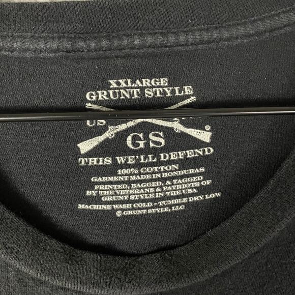 Grunt Style Skull Graphic Tee XXL Black USA Flag Military Shirt Cotton Patriotic - Picture 5 of 8